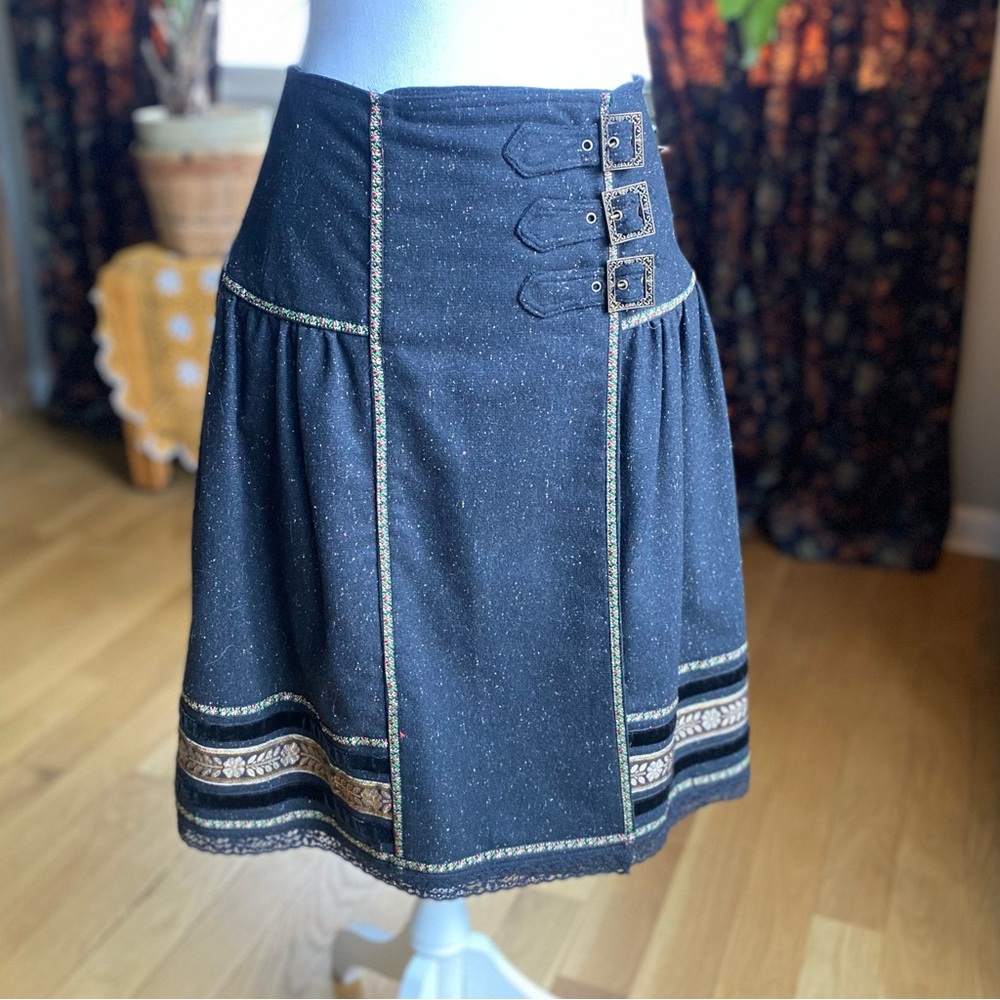 SOLD 
Embellished wrap skirt w/buckles